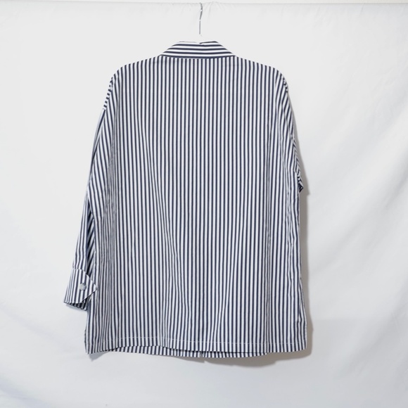 ZARA White And Blue 100% Cotton Striped Poplin Shirt SIZE M - Picture 14 of 15